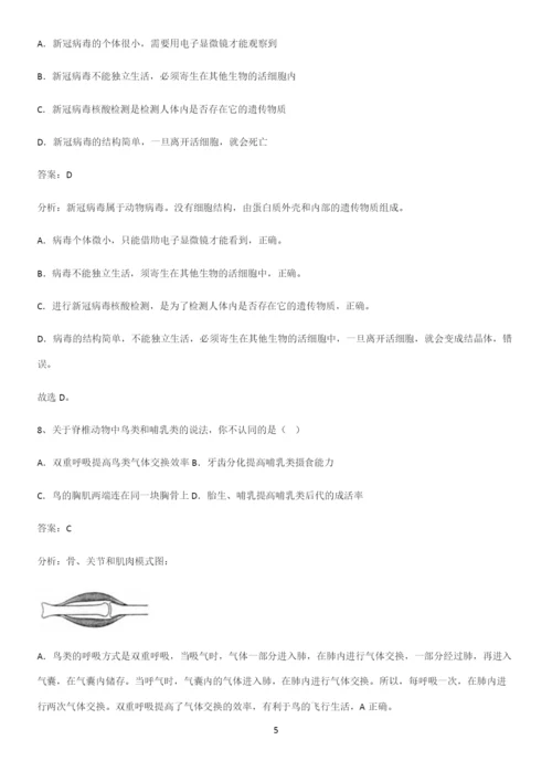 人教版初中生八年级上册第五单元生物圈中的其他生物知识点梳理.docx