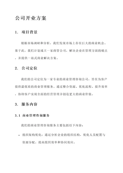 商管公司开业方案