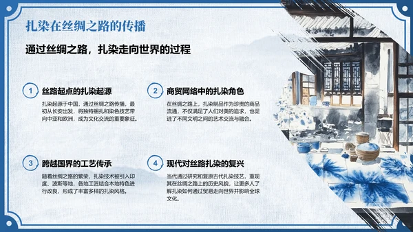 蓝色中国风非遗扎染的艺术魅力PPT模板