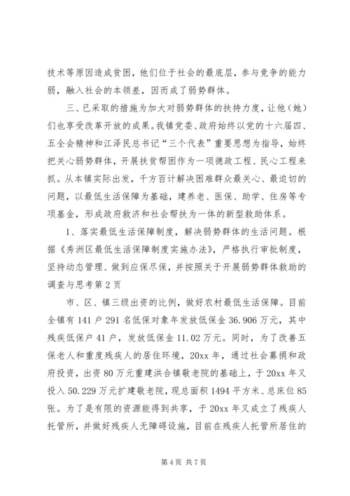 关于开展弱势群体救助的调查与思考.docx