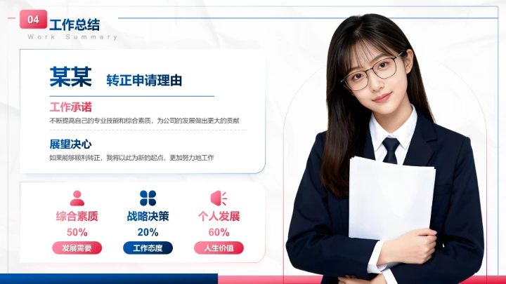 蓝色商务风试用期转正工作汇报PPT模板