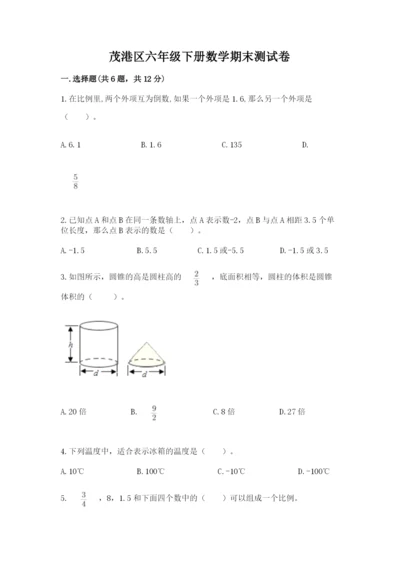 茂港区六年级下册数学期末测试卷精品附答案.docx