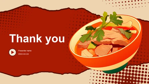 橙色扁平风美食介绍PPT主题