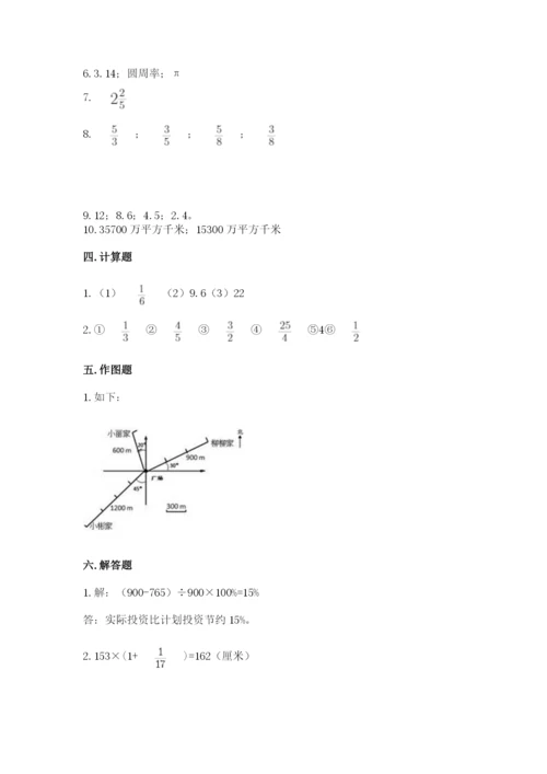 2022人教版六年级上册数学期末测试卷附参考答案【基础题】.docx