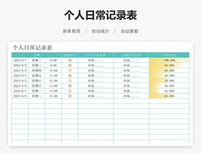 个人日常记录表