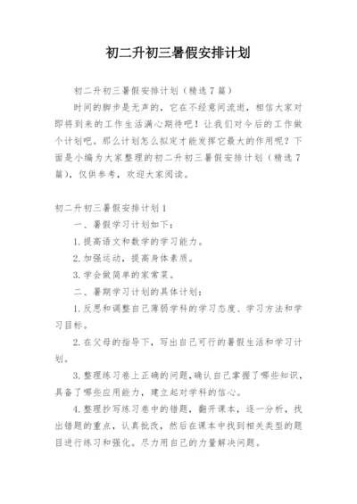 初二升初三暑假安排计划.docx
