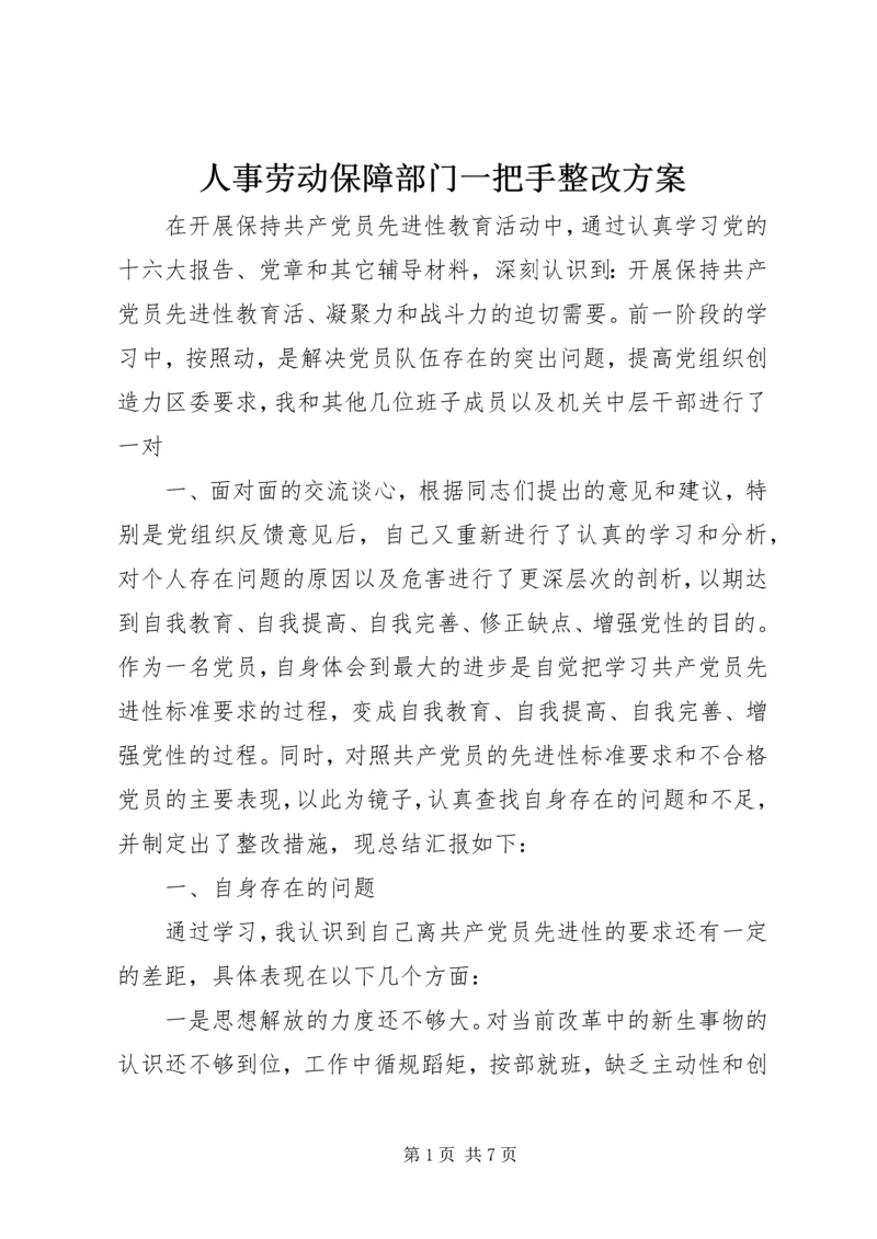 人事劳动保障部门一把手整改方案.docx