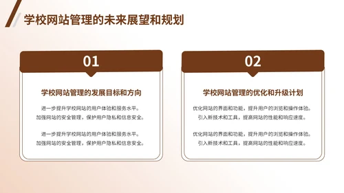 棕色商务风学校网站管理成果汇报PPT模板