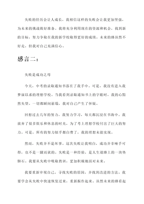 中考未考上理想学校的感言