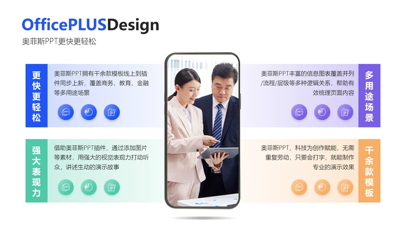 简约风总分关系并列关系4项PPT图文页
