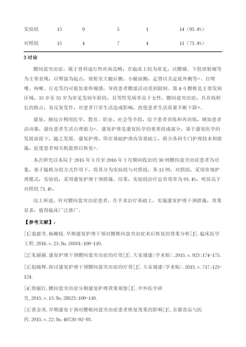 腰间盘突出症应用康复护理干预的效果研究.docx