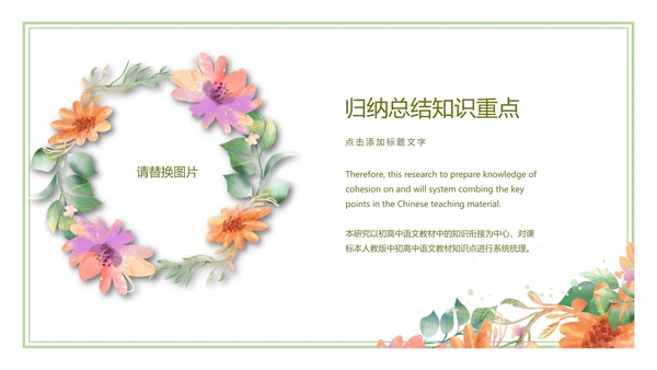 白色小清新花卉教学PPT模板