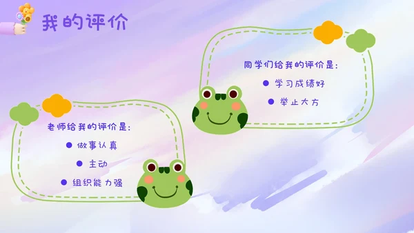 紫色梦幻卡通儿童风相册儿童班干部竞选自我介绍ppt模板