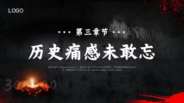 深色简约南京大屠杀PPT模板宣传PPT动态PPT国家公祭日