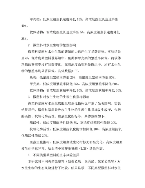 微塑料对水生生物的生态风险评估
