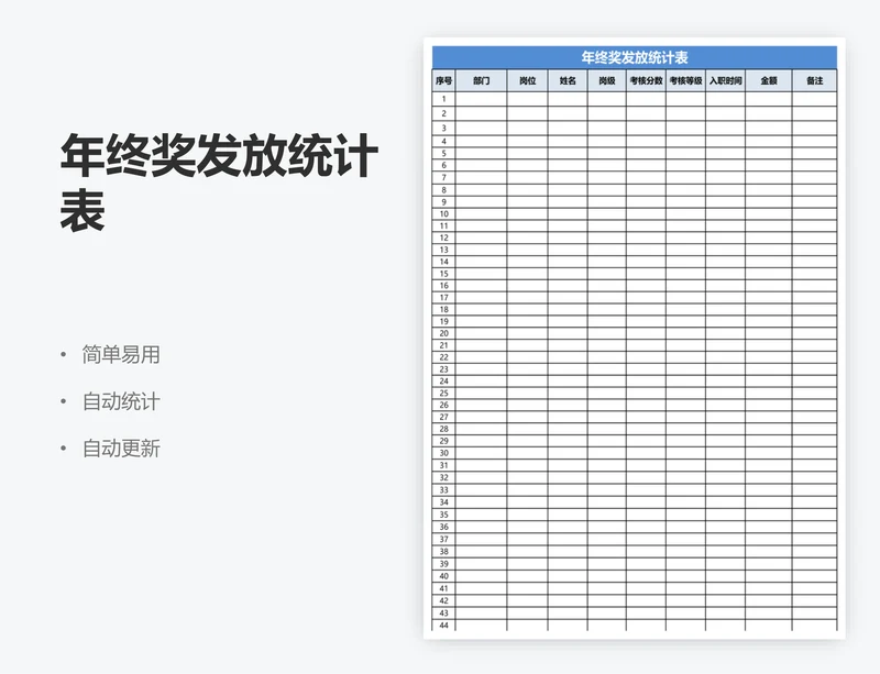 年终奖发放统计表