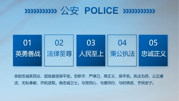 蓝色公安警察年终工作总结汇报PPT