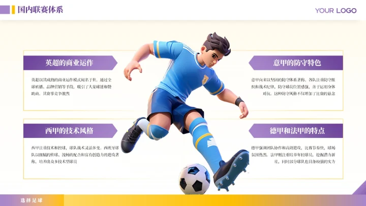 紫色商务风竞技体育足球运动介绍ppt模板