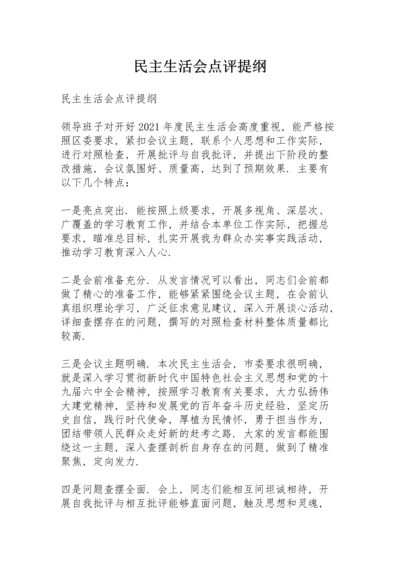 民主生活会点评提纲.docx