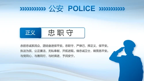蓝色大气警察述职报告动态PPT模板