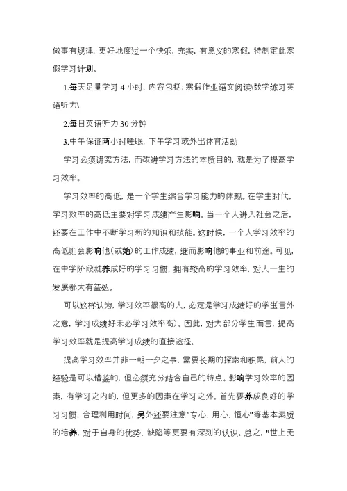 寒假的学习计划 (2)