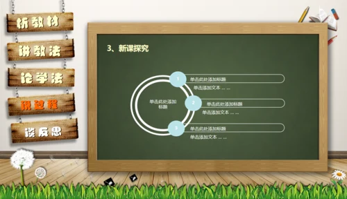 教师说课黑板卡通风格教育教学通用PPT模板