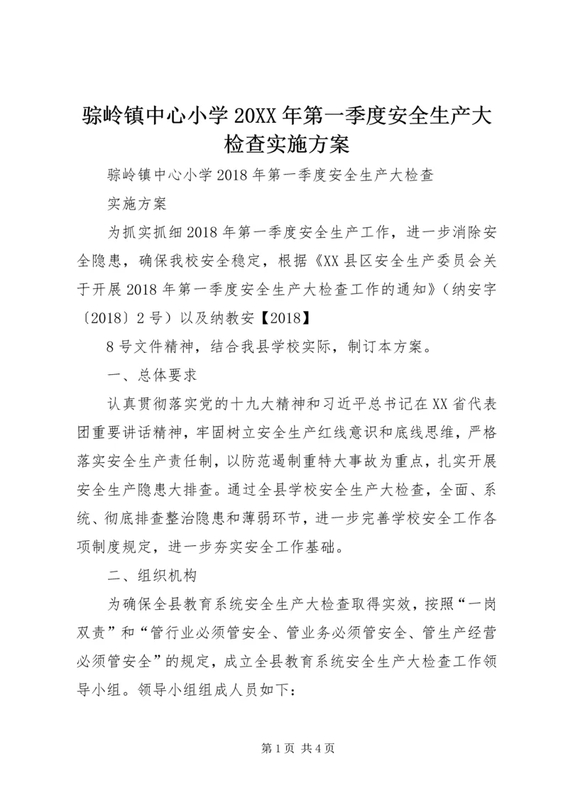 骔岭镇中心小学20XX年第一季度安全生产大检查实施方案.docx