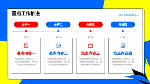 蓝色扁平风工作计划PPT演示模板