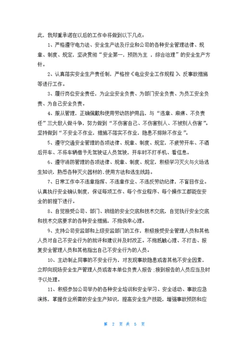 个人的安全承诺书模板集锦五篇