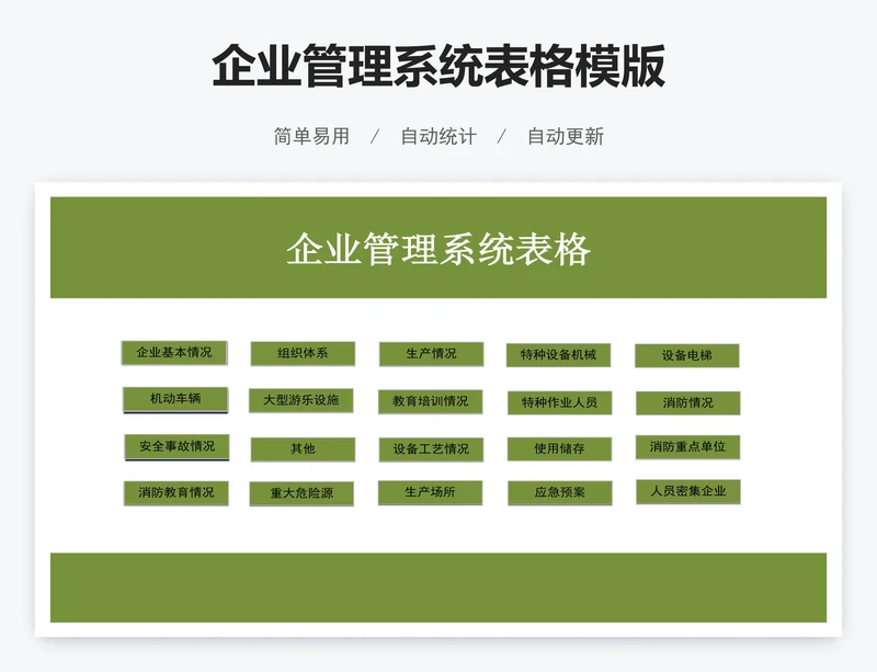 企业管理系统表格模版