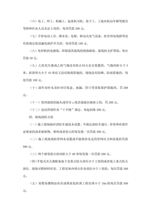 施工现场安全管理处罚细则