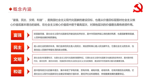 详细内容社会主义核心价值观PPT模板