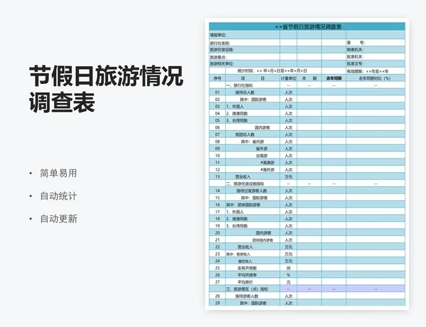 节假日旅游情况调查表