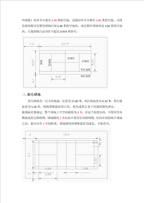 各种运动场地的尺寸共7页