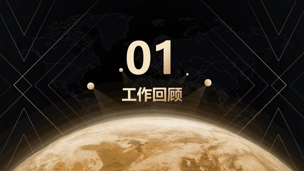 公司年会黑金风格辞旧迎新通用PPT模板