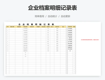 企业档案明细记录表