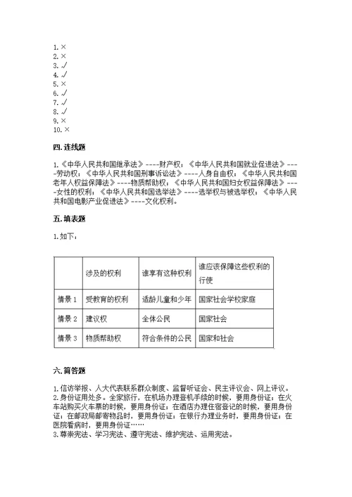 2022年六年级上册道德与法治期中测（巩固）word版