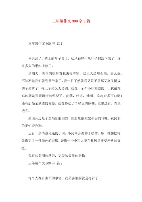 三年级作文300字3篇一