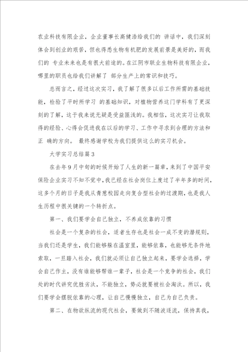 2021年大学实习总结精选范文