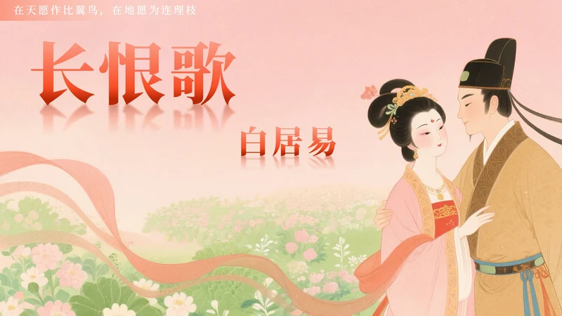 粉色小清新风长恨歌国风教学课件PPT模板