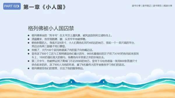 《格列佛游记》读书笔记通用PPT模板