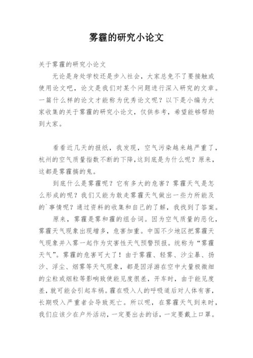 雾霾的研究小论文.docx