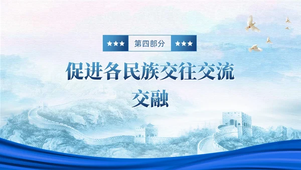蓝色党政中华民族共同体民族统一党建主题教育PPT模板