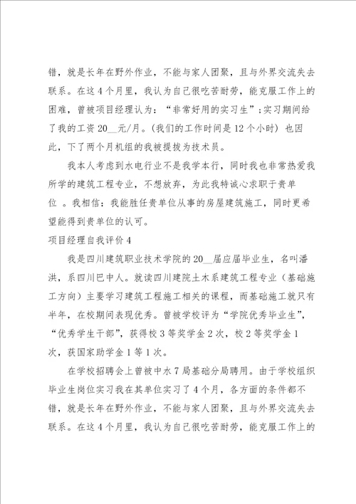 项目经理自我评价