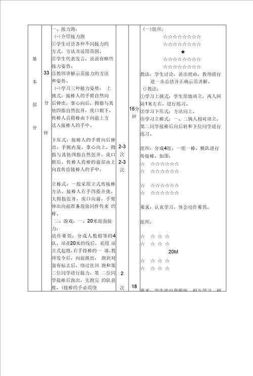 初中体育接力跑优秀教学设计说课稿