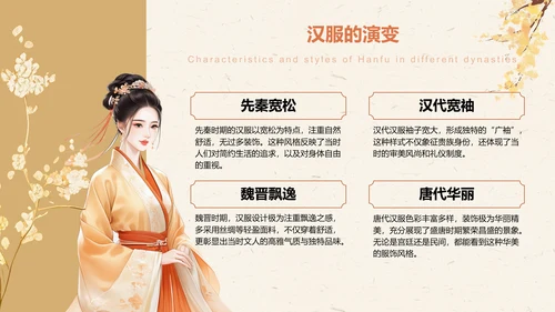 橙色复古风汉服社团招新文化介绍PPT模板