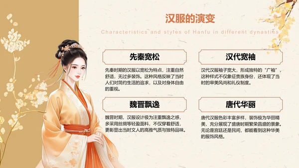 橙色复古风汉服社团招新文化介绍PPT模板