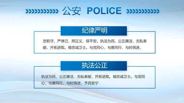 蓝色大气警察述职报告动态PPT模板