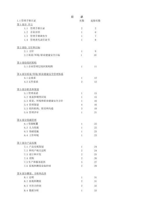 三标一体管理综合手册.docx