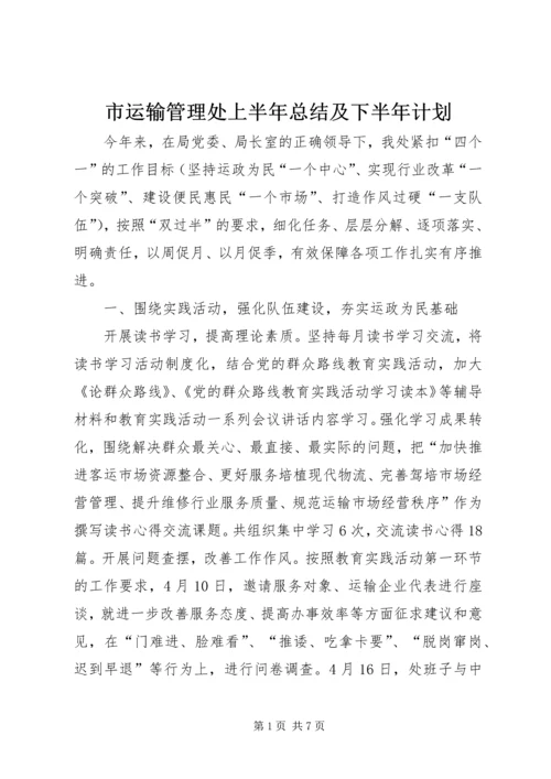 市运输管理处上半年总结及下半年计划.docx